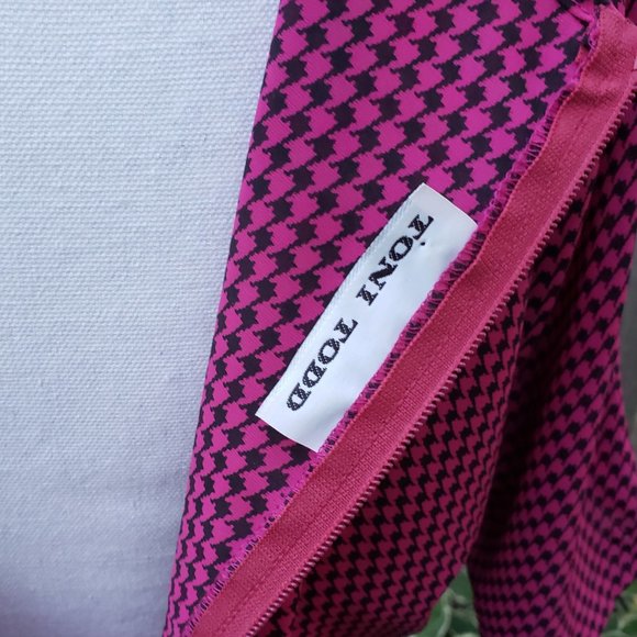 Vintage 80s Toni Todd Pink/Black Houndstooth Dress - Picture 10 of 10